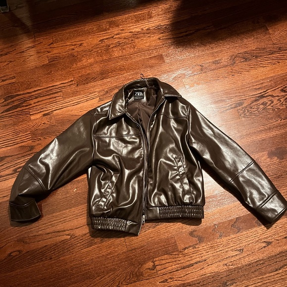 Zara Brown Leather Jacket - Picture 7 of 7